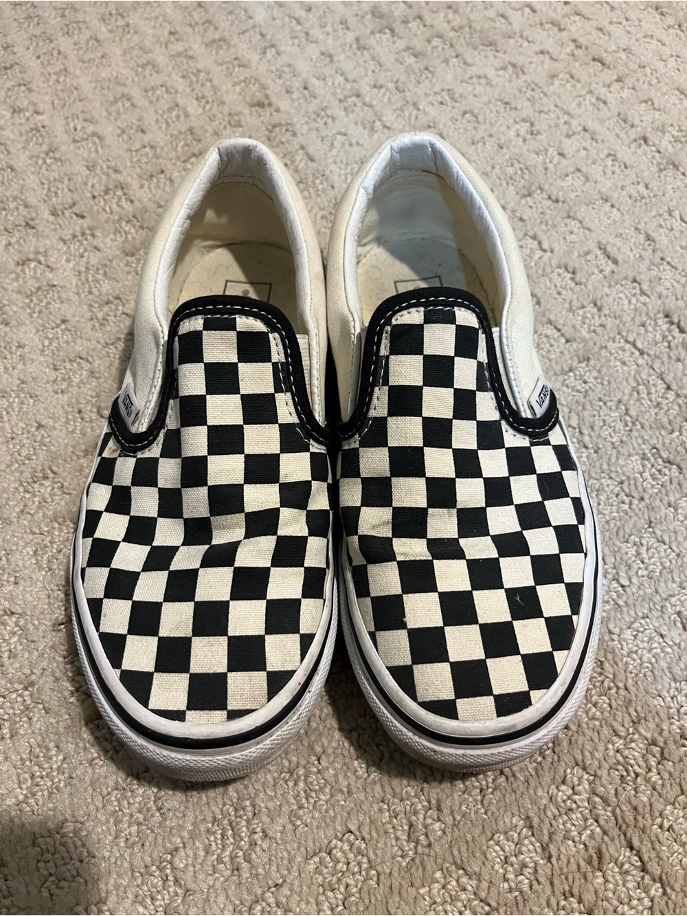 Vans Kids Slip-On Checkerboard Sneakers - Black and White